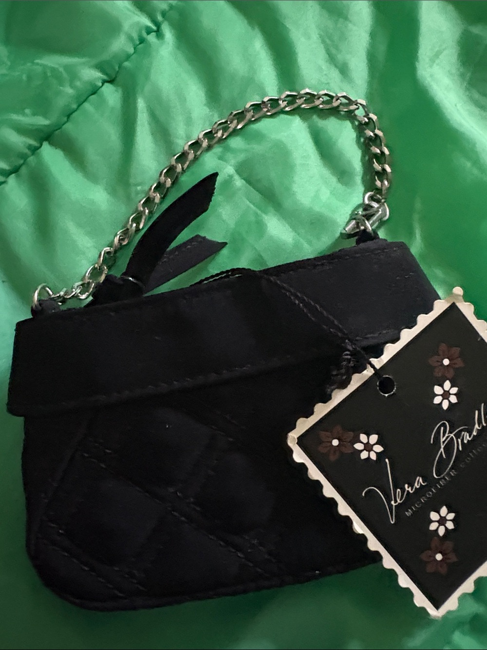 Vera Bradley Black Quilted Mini Chain-Handle Shoulder Bag - Picture 7 of 8